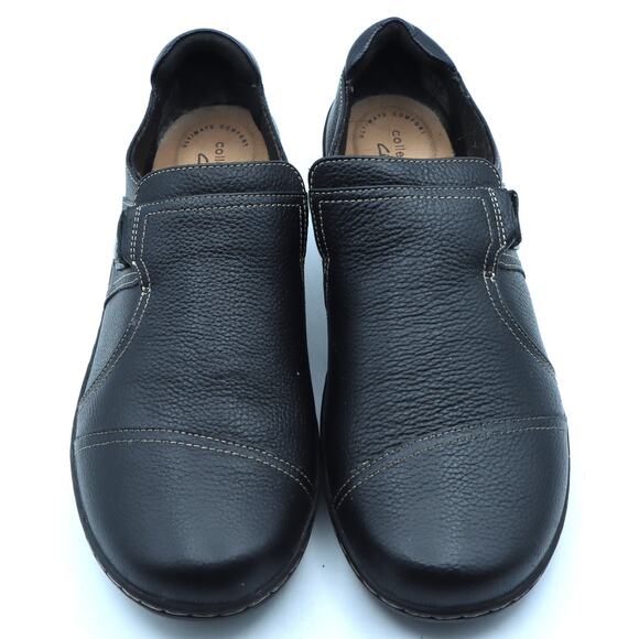 Clarks Cora Poppy Black Leather Slip on Shoes Comfort Flat Loafer Womens 9.5 - Picture 3 of 7